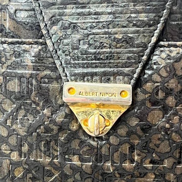 Albert Nipon Vintage Aztec Design Snakeprint / Reptile Leather Crossbody Bag Sma - Picture 3 of 12